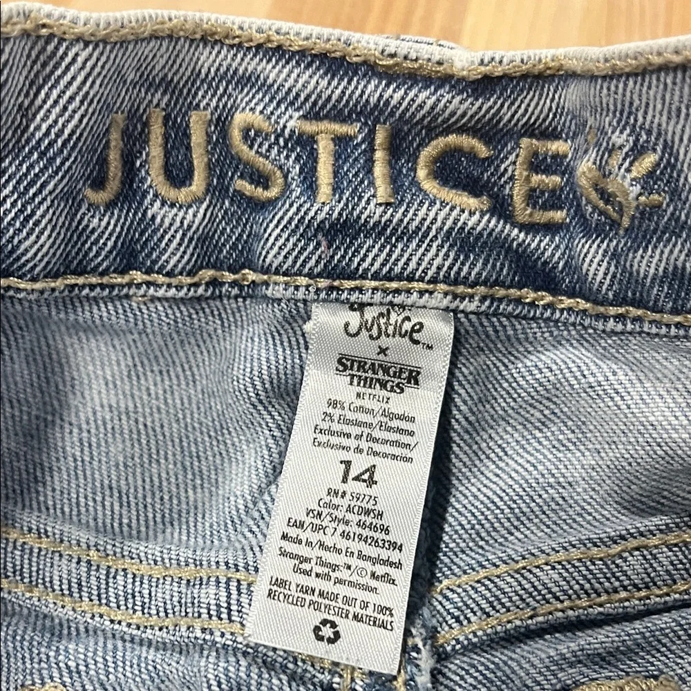 Justice jeans 👖 Embroidered Patch Denim Jeans size‎ 14 The Stranger Things